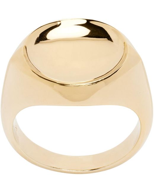 Bottega Veneta Metallic Gold Signet Ring for men