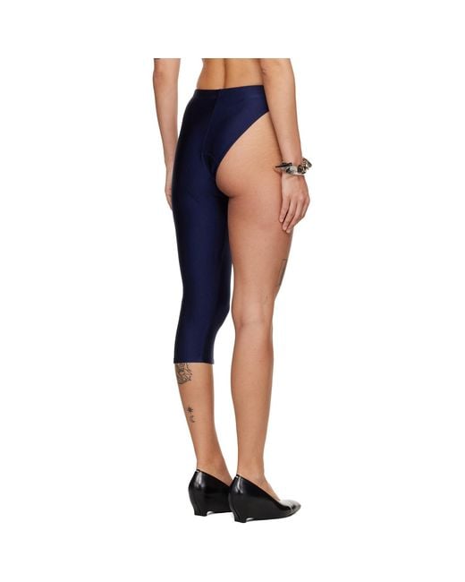 Jean Paul Gaultier Blue Asymetric Cyclist Printed 'Junior Gaultier' Leggings