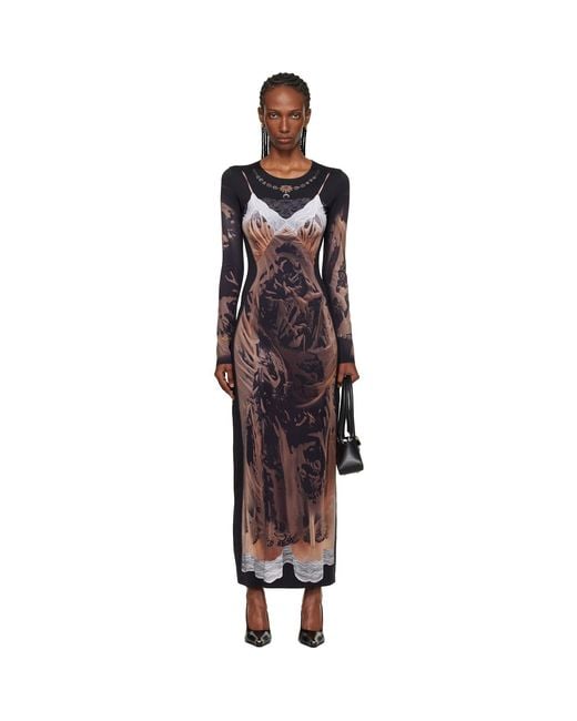 MARINE SERRE Black Ssense Exclusive Wet Nuisette Printed Jersey Ls Maxi Dress