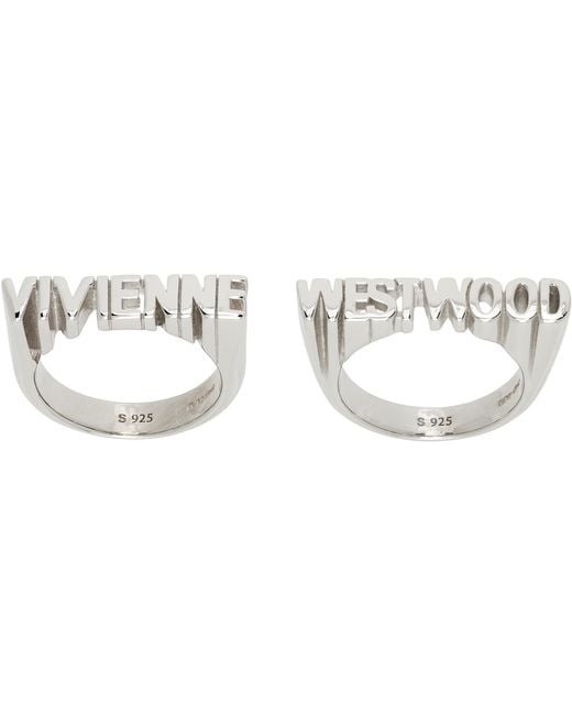 Vivienne Westwood Black Essex Rings Set for men