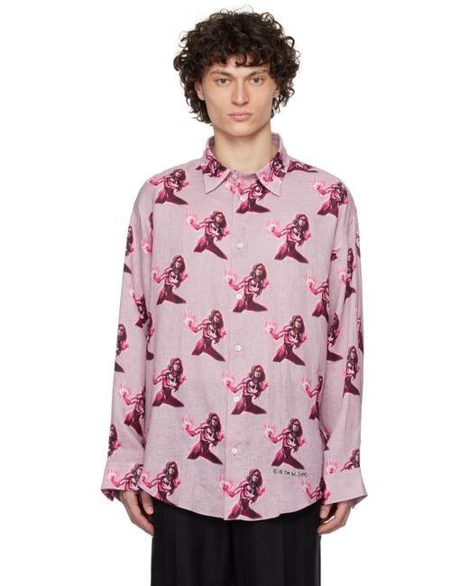 Acne Pink Printed Button-up Shirt for men