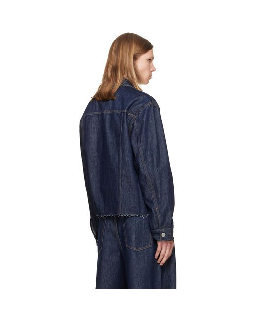 Helmut Lang Blue Cropped Denim Trucker Jacket for men