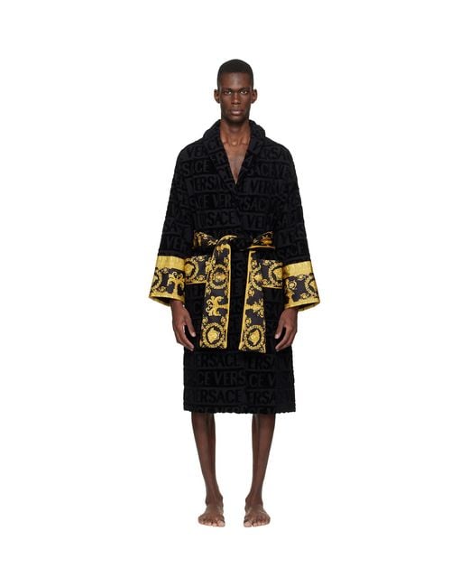 Versace Black 'I Heart Baroque' Bathrobe for men
