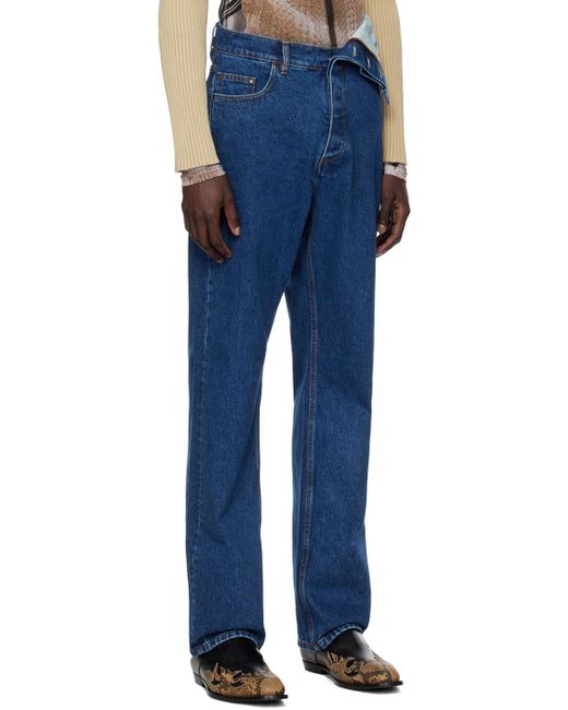 Y. Project Blue Asymmetric Waist Jeans for men