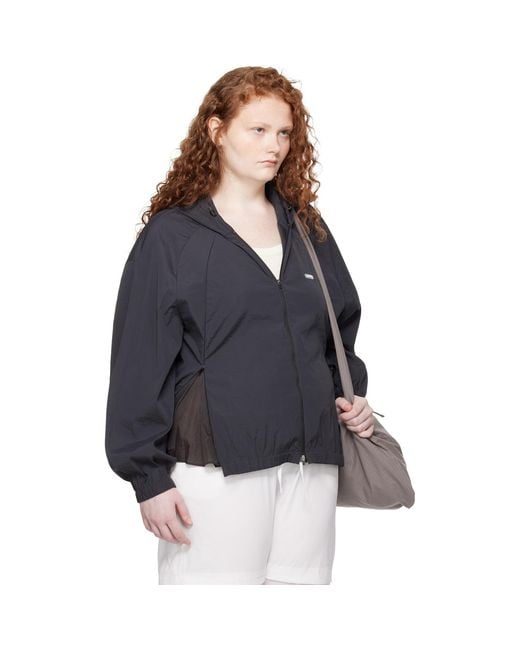 Amomento Blue Nylon Raglan Hooded Jacket