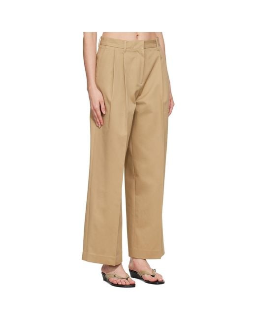TONYWACK Natural Cotton Wide Leg Pleated Trousers