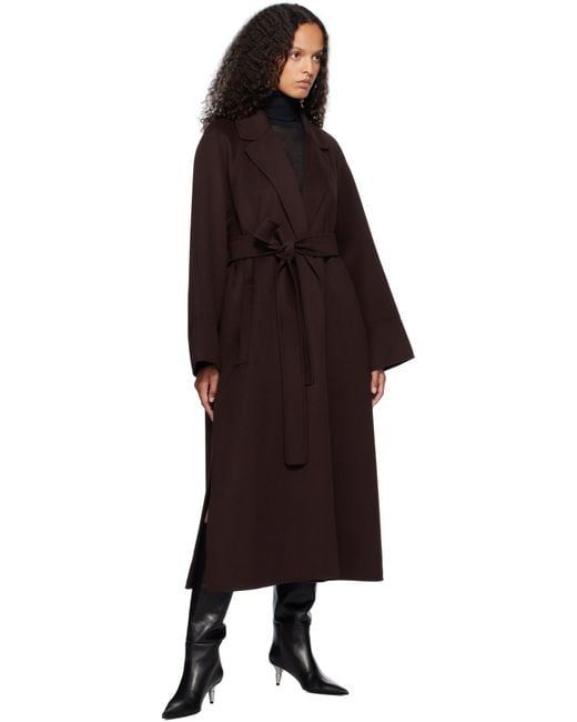 Max Mara Black Burgundy Agata Coat