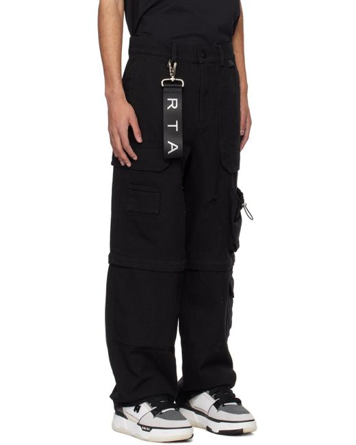 RTA Black Multi-pocket Cargo Pants for men