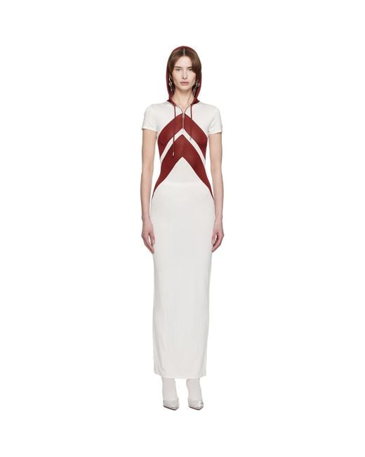 Jean Paul Gaultier Black Burgundy 'The Chevrons' Maxi Dress