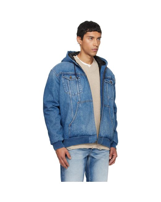Egonlab Blue Hooded Denim Jacket for men