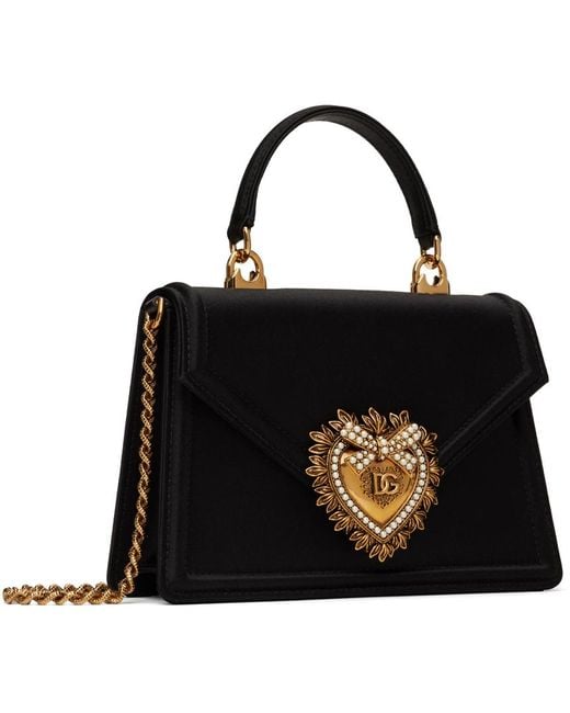 Dolce & Gabbana Small Satin Devotion Bag in Black | Lyst UK