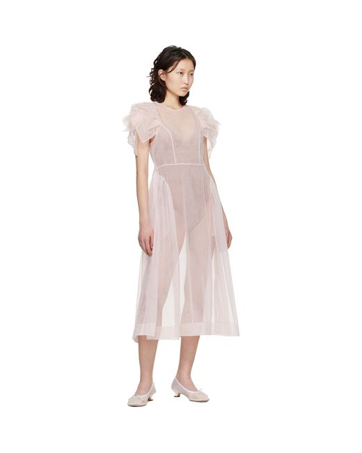 Simone Rocha Black Rose Puff Sleeve Hip Midi Dress