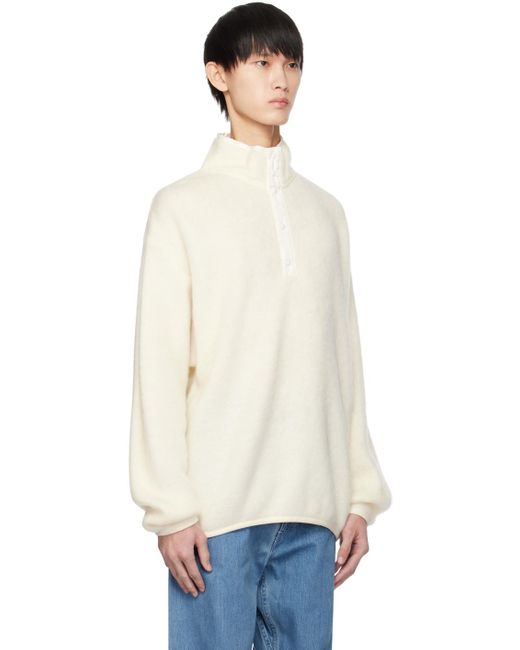 Nanamica White Off- Placket Sweater for men