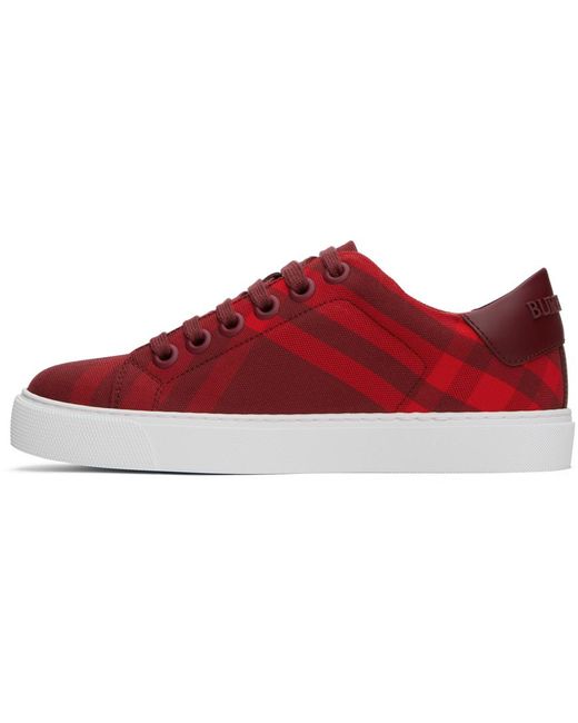 Burberry Red Albridge Check Low-top Sneakers