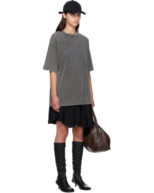 Acne グレー＆ブラック Tシャツ ミニワンピース Black