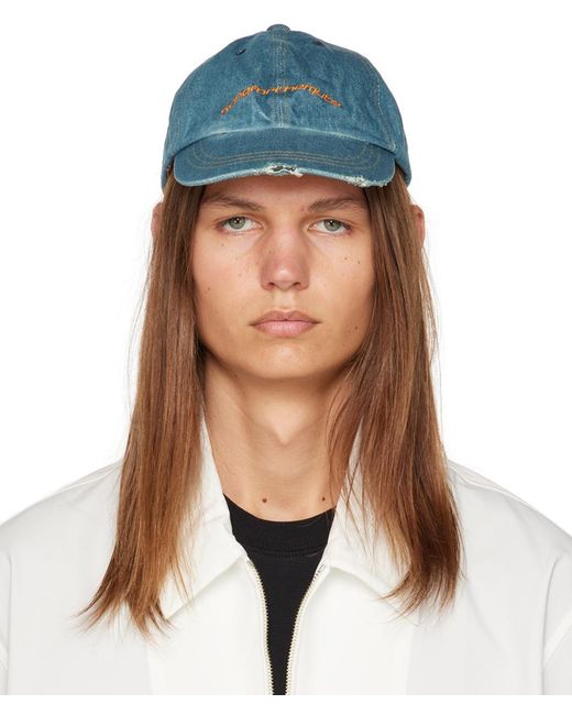 Song For The Mute Blue Embroide Denim Cap for men