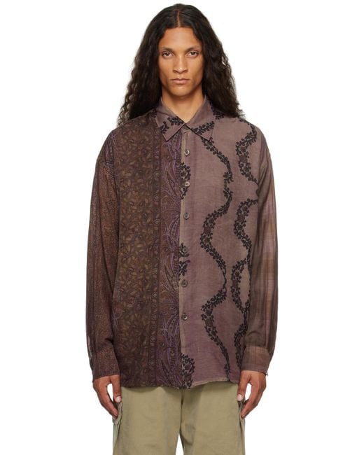 Our Legacy Brown Purple Borrowed Shirt for men