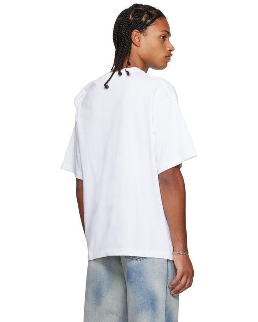 メンズ Y. Project Ssense限定 ホワイト フォールドショルダー Tシャツ White