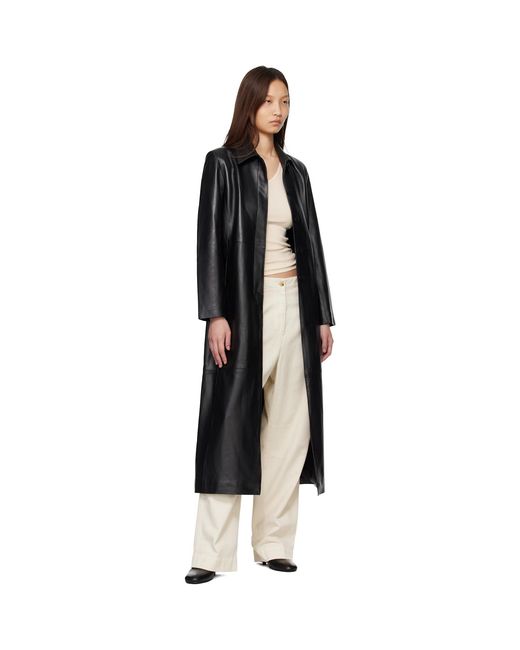 Nour Hammour Black Gotham Leather Coat