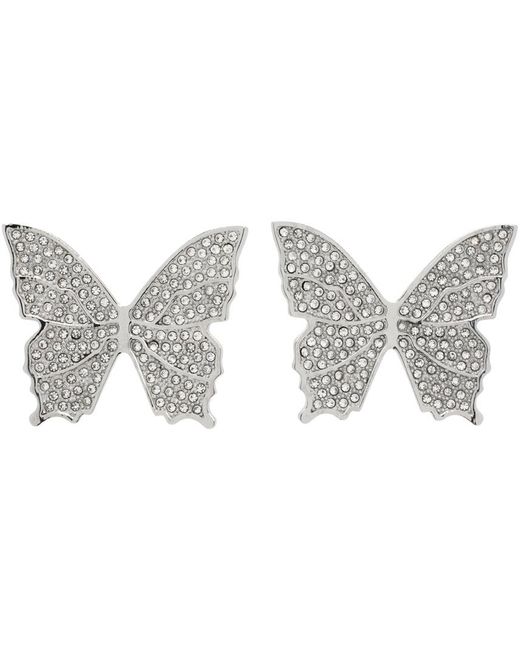Blumarine Black Silver Rhinestone Butterfly Earrings
