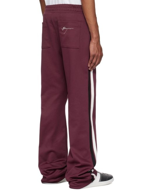 Ferragamo Red Burgundy Contrasting Bands Sweatpants for men