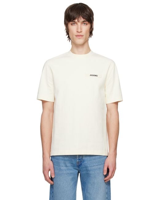 Jacquemus White T-Shirt With Logo Patch for men
