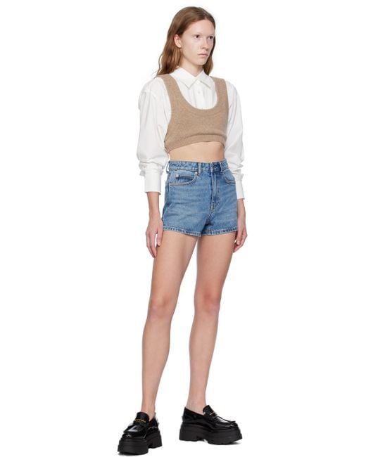 T By Alexander Wang Blue Beige Layered Camisole