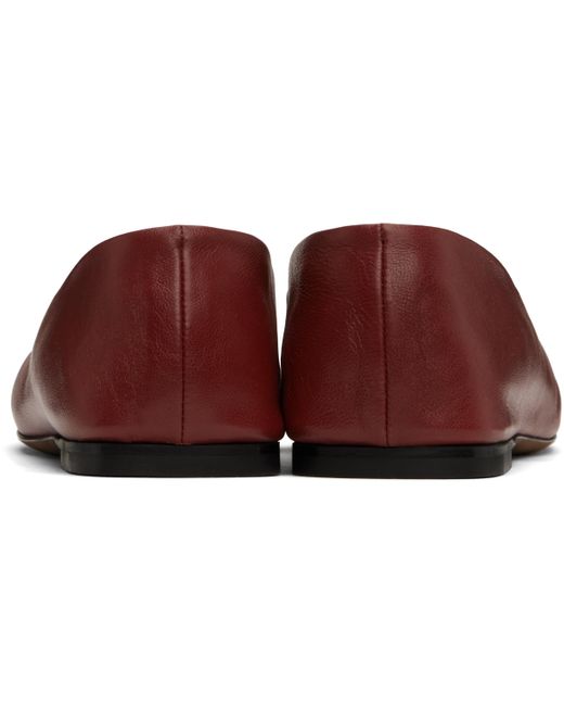 The Row Black Burgundy Square Ballerina Flats