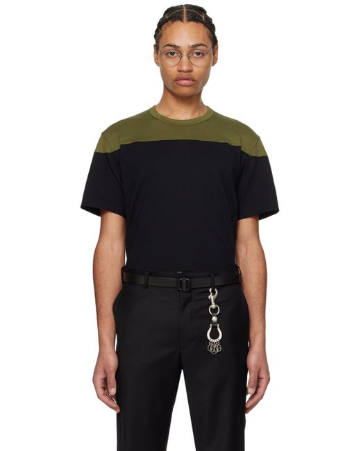 メンズ Comme des Garçons &カーキ パネル Tシャツ Black