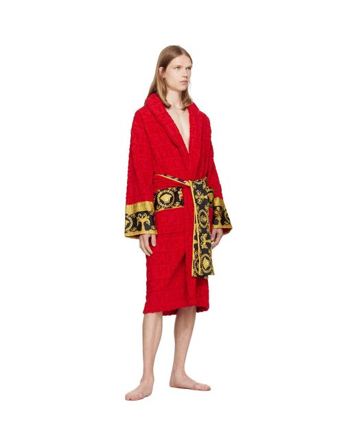 Versace Red 'I Heart Baroque' Bathrobe for men