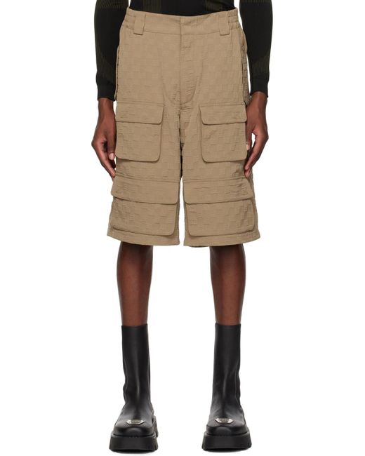 M I S B H V Natural Taupe Jordan Barrett Edition Embossed Shorts for men