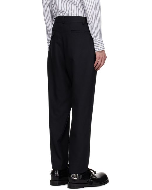 メンズ Comme des Garçons ネイビー ウールカルゼ トラウザーズ Black