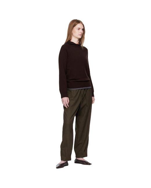 UMARMUNG Black Wool Flannel Oval Silhouette Lounge Pants