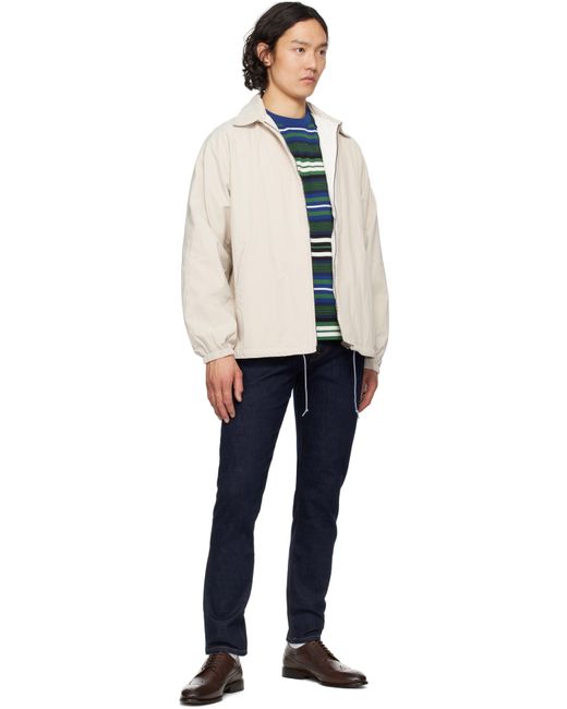 メンズ Paul Smith グリーン＆ブルー ボーダー コットン Tシャツ Black