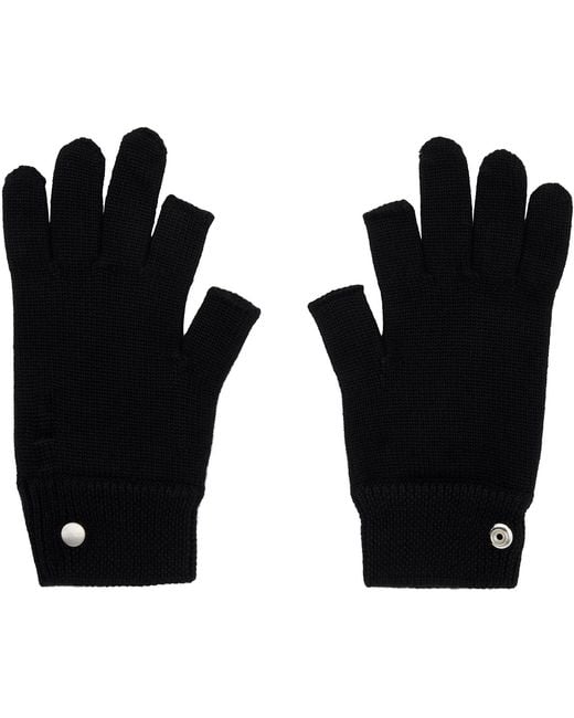 Rick Owens Black Concordians Touchscreen Gloves for men