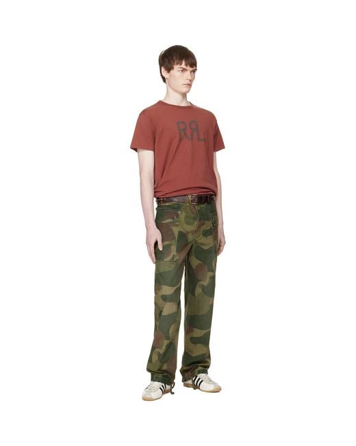 RRL Green Camo Poplin Field Cargo Pants for men