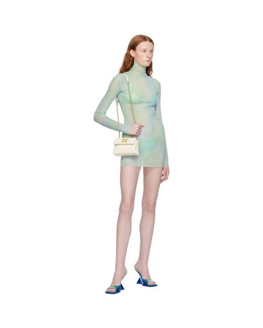Off-White c/o Virgil Abloh Black Blue Tie-dye Minidress