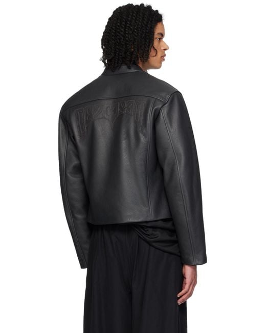 032c Black Attrition Leather Jacket for men