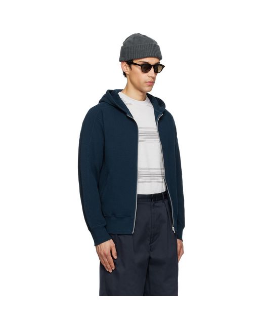 Nanamica Blue Zip-Up Thermal Hoodie for men