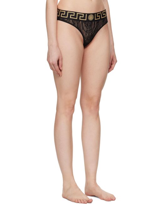 Versace Black Greca Border Lace Briefs