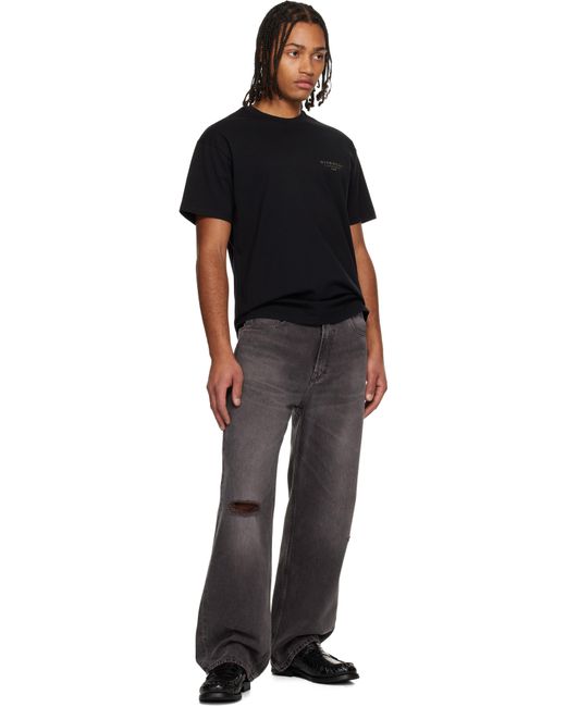 Givenchy Black Cotton Stamp Print T-Shirt for men