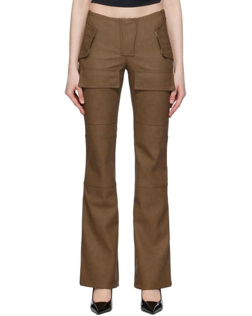 M I S B H V Brown Moto Faux-Leather Trousers