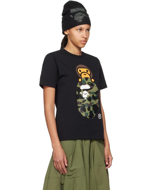 A Bathing Ape Black 1St Camo Milo On Ape Head T-Shirt