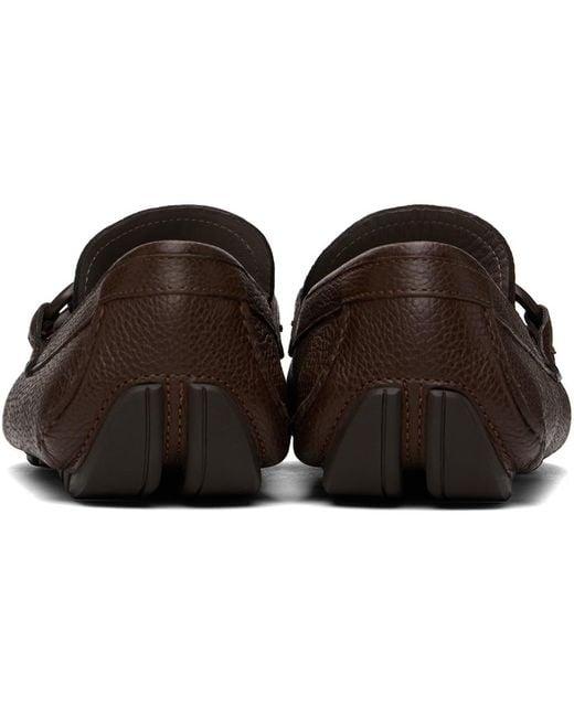 Ferragamo Black Brown Gancini Ornament Loafers for men
