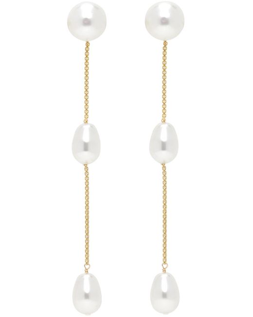 Boucles d'oreilles pendantes doré et blanc à petites perles Sophie Buhai en coloris Black