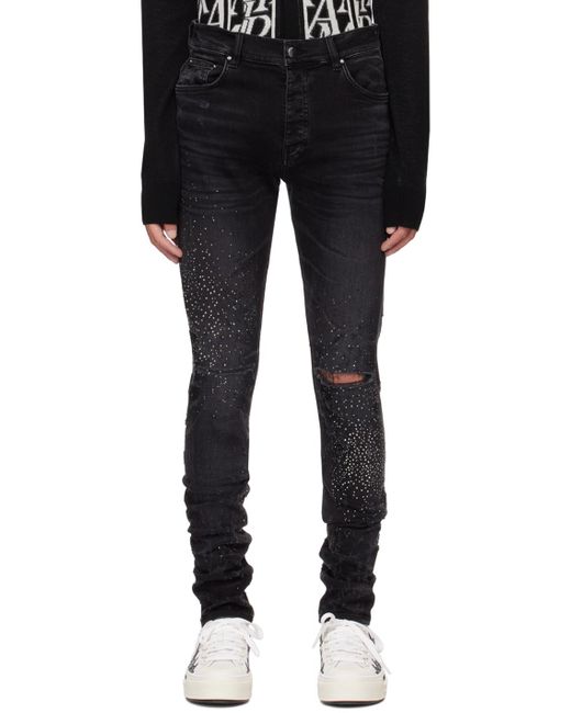 Amiri Black Crystal Shotgun Jeans for men