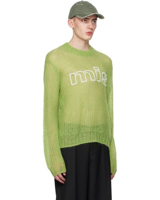 M I S B H V Green Unbrushed Sweater for men
