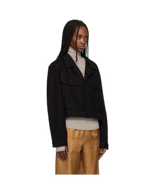 Lemaire Black Cropped Blouson Denim Jacket