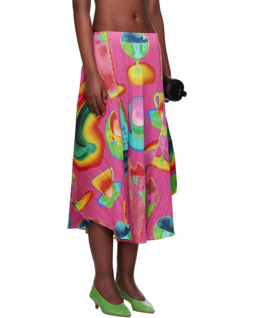 Jupe Midi Rose Et Vert À Motif Graphique Pleats Please Issey Miyake en coloris Multicolor