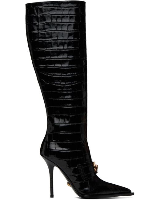 Versace クロコエンボス Alia ブーツ Black